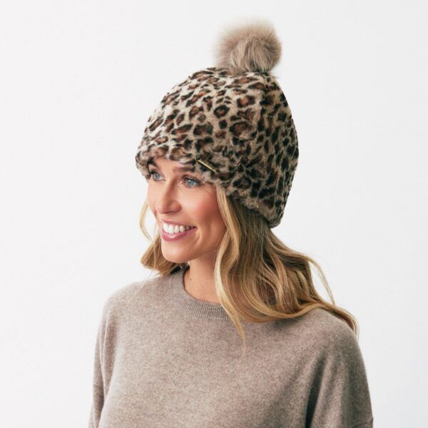 heepskin Beanie Hat Leopard Print - Joni