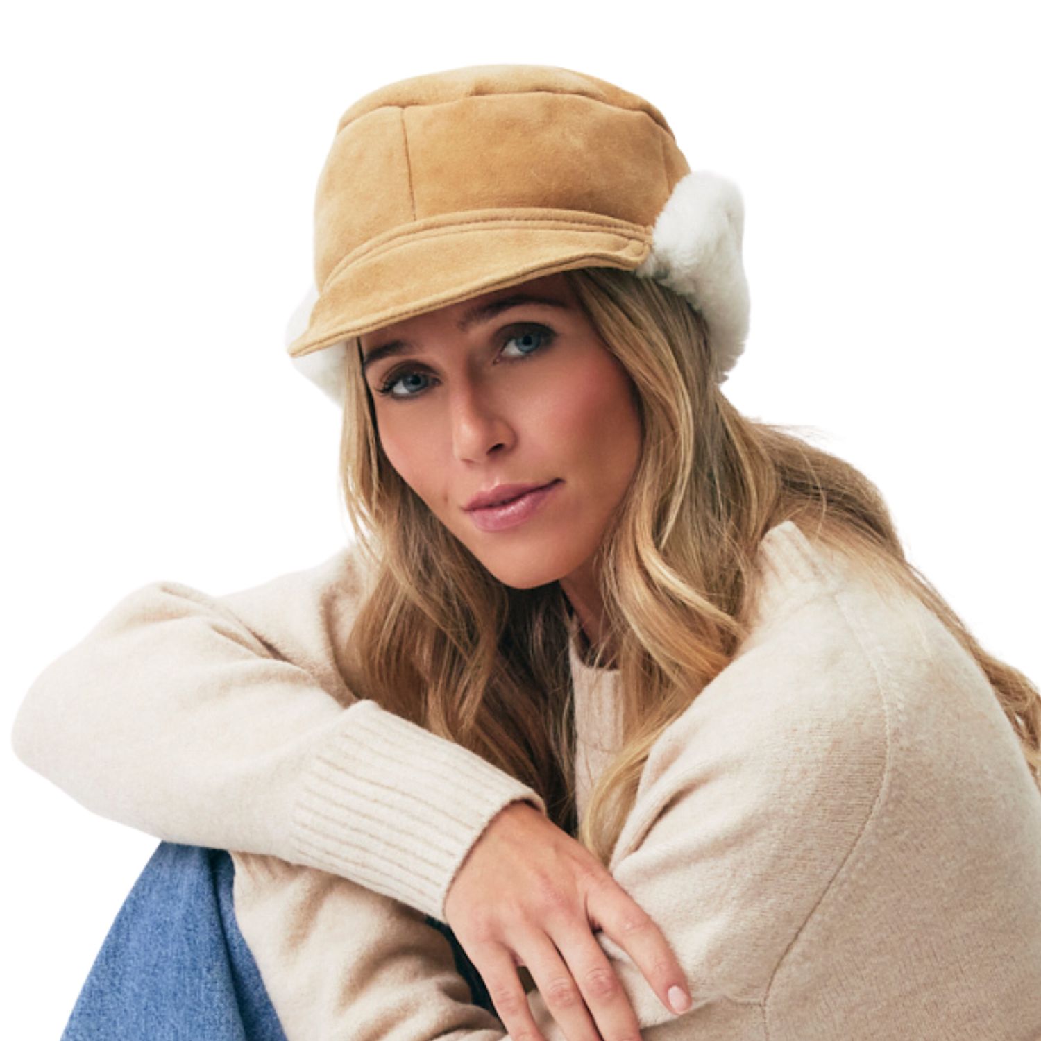 Sheepskin Hat Trapper Cap Ronnie Canella White Sheepskin Hat Trapper Cap Ronnie Canella White